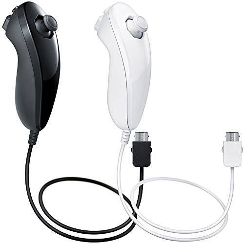 Nunchuck Controllers für Nintendo Wii U, 2 Packs Ersatz für WII U Videospiel - Schwarz, Weiß