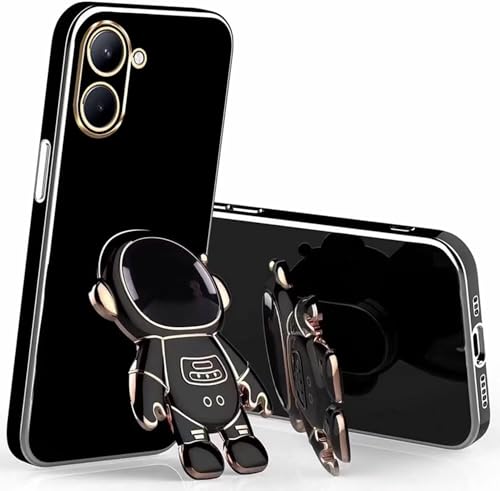 Miagon Kreativ Astronaut Ständer Hülle für Realme C33,Cute Mädchen Dünn Galvanisierte Schutzhülle Weiches Case Bumper mit Astronaut Halter Kickständer