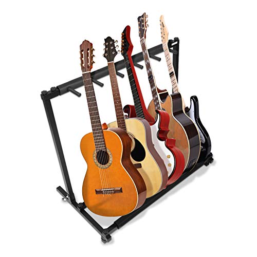 Ejoyous 5-Fach Gitarrenständer Gitarren Display Stand, Gitarrenstaender Mehrfach 5 Fach Metallgitarrenständer für 5 Gitarren, Mehrfachständer Electric Gitarrenständer mit Gummischutzpolster