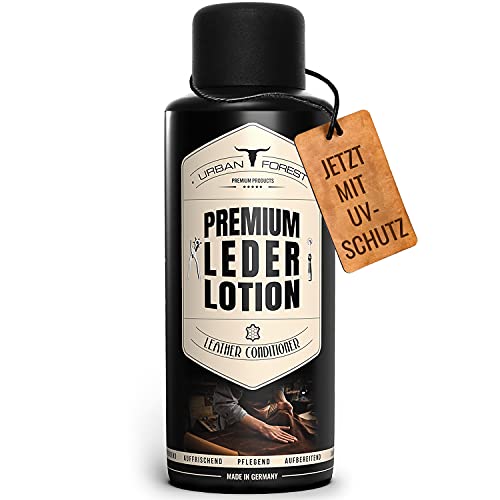 URBAN FOREST Leder Lotion 500ml für Haushalt und Auto I Reinigungsmittel und Polsterreiniger für Sofa Couch und Autositze I Spezialreiniger und Lederpflege Lotion zur Leder Imprägnierung