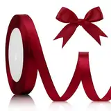 Geschenkband,Geschenkband Rot,Satinband Rot,Rotes Band,Schleifenband 10mm,22m Weinrot Geschenkband,Weihnachten Geschenkband Stoff Für Schleife Haare,Hochzeit,Geburtstag Geschenke Schnürung Band