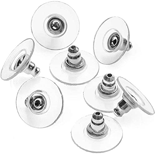 RUBY - 60pcs Ohrstecker Verschluss Rohlinge Ohrring Silikon Stopper Klar, Ohrringstecker Ohrringverschlüsse (Plastik - Edelstahl)