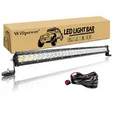 Willpower Led Arbeitsscheinwerfer Bar Traktor 24 Zoll 180W + Magnet Halterungen + Kabelbaum Led Scheinwerfer 12V 24V Zusatzscheinwerfer IP67 Wasserdicht LED Light bar für Offroad Auto LKW 4x4 ATV