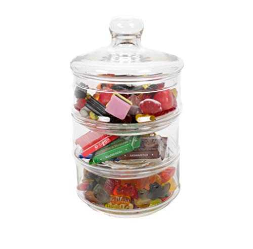 Glas-Bonboniere zum Anbieten oder Aufbewahren von Süßigkeiten, Erdnüsse, Pralinen, Bonbon Spender Dispenser Glasbehälter (3 Ebenen)