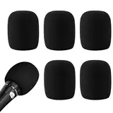 5 Stück Mikrofon Windschutz, Staubdicht und Antibakteriell Mic Foam Cover, Handmikrofon Windschutz mit Guter Elastizität Kontraktilität, Pop Schutz Mikro für KTV, Outdoor-Aktivitäten (Schwarz)