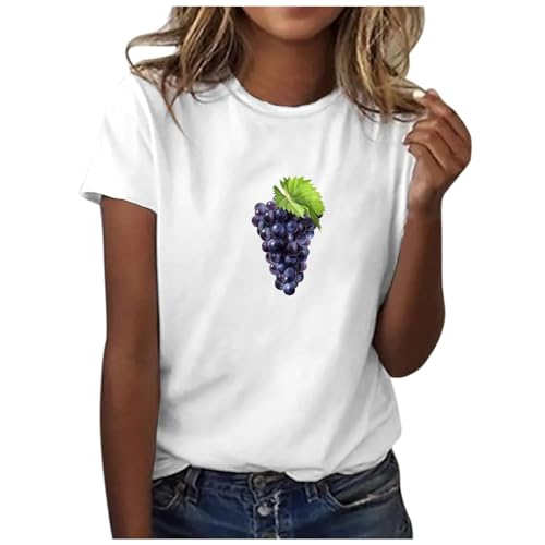 Tshirt Teenager Mädchen, Sommer Oberteile Damen, T-Shirts Kurzen Ärmeln Rundhal Sommershirt Basic Drucken Tee Tops Casual Loose Blusen Leicht Luftige Sportshirt Vielseitige