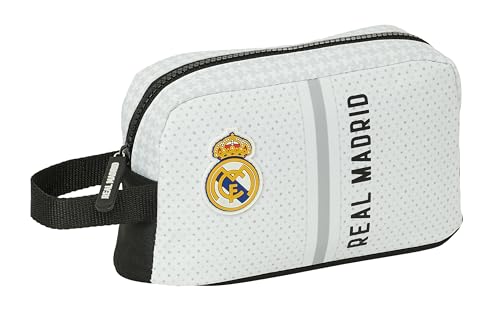 Safta Real Madrid 1. Mannschaft 24/25 – Thermo-Frühstückstasche, Thermosflasche, Tasche für Mahlzeiten, Erholung, 21,5 x 6,5 x 12 cm, Weiß/Grau, Weiß/Grau, Estándar, Lässig