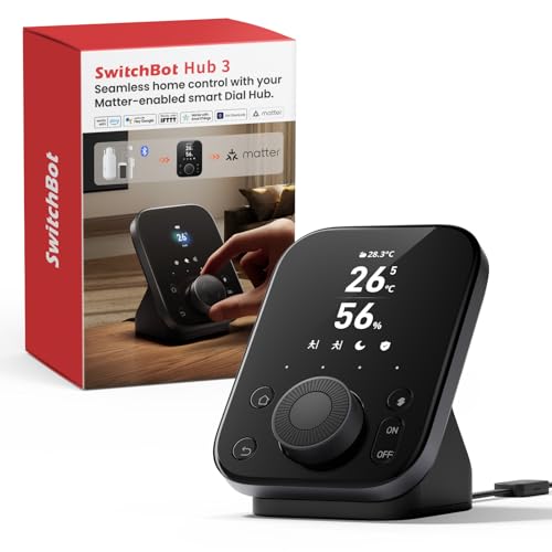 SwitchBot Hub 3, Smart Home Hub mit Matter Support, Smart IR Bluetooth-Fernsteuerung, WLAN-Thermometer und Hygrometer (unterstützt 2,4 GHz), Kompatibel mit Alexa, HomeKit, Google Home, IFTTT