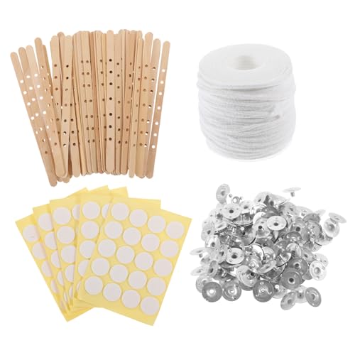 Homoyoyo 1Satz Kerzenherstellungsset mit Kerzendochten Dochtzentrierwerkzeug und Aufklebern DIY für Stabile Kerzenproduktion Selbstgemachte Kerzen mit Einfachem Beschriftungssystem