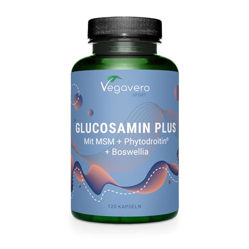 Glucosamin Chondroitin hochdosiert & Vegan | 1000 mg Glucosamin | Mit MSM | Laborgeprüft & Vegan | Ohne Zusatzstoffe | Deutsche Produktion von Vegavero®