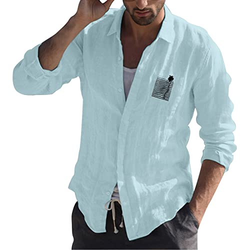 Golatcr Leinenhemd Herren Regular Fit Button-down Sommerhemd Langarm & Kurzarm Herren Hemd Shirt Freizeithemd Herren Leinenhemd Herren 3XL Sommerhemd Herren XXL Sommerhemd Herren Slim Fit