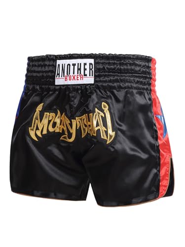 Yeahdor Kinder Jungen Muay Thai Shorts Kickboxing Sport Shorts Training Kampfsport Shorts MMA Box Shorts Training Trunks Fitness Laufen Schwarz 128-152