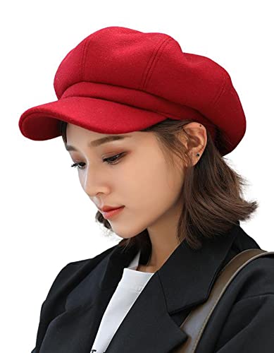 Idopy Damen Retro Peaked Ivy Newsboy Paperboy Baker Boy Beanie Gatsby Cabbie Painter Cap Hüte, rot, Einheitsgröße
