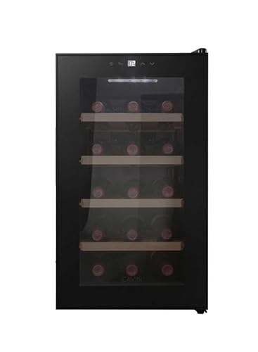 CAVIN Freistehender Weinkühlschrank - Northern Collection 15 Black, 15 Flaschen, Thermoelektrische Kühlung, Geräuschniveau 26 dB, kleiner schwarzer Kühlschrank, Glastür