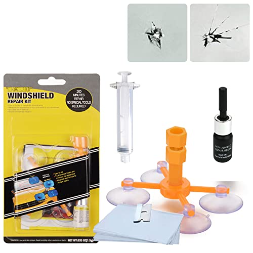Tosucs Auto Windschutzscheiben Reparaturset Werkzeug, Auto Windshield Repair Kit für PKW Chip und Crack, mit Druckspritzen für Auto-Glas, Risse, Zielscheibe, in Sternform und Risse in Halbmondform