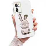 Miagon Kaninchen Ständer Hülle für Xiaomi 13T Pro,Cute Mädchen Dünn Galvanisierte Schutzhülle Weiches Case Bumper mit Hase Skalierbar Halter Kickständer