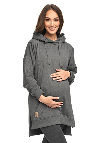 MijaCulture Umstandsmode 2in1 Stillpullover & Umstandspullover Stillpulli Aurelia M011 (L/XL, Graphite)