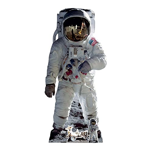 STAR CUTOUTS SC1695 Buzz Aldrin Astronaut Man On Moon Shot Pappaufsteller mit Mini-Buggy für Geburtstage und Veranstaltungen