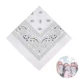 Bandana Herren Damen, Kopftücher Für Damen, Bandanas Tuch, Kopftücher, Für Unisex Tuch Bindetuch, Headwear, Haar, Schal, Paisley Muster, Bandana Kopftuch Weiß, Halstücher (55 X 55 Cm)