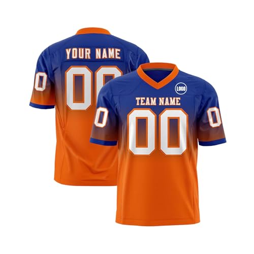 Trikot Personalisiert Personalisiertes American Football Trikot,Für Erwachsene Und Kinder Trikot Individuell Bedruckt Namen Nummer & Logo,Personalisierte Trikot Football Kostüm Herren(2-Saffron)