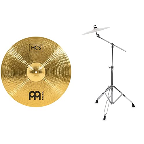 Meinl Cymbals HCS Ride 20 Zoll (Video) Schlagzeug Becken (50,80cm) Messing, Traditionelles Finish (HCS20R) & XDrum Galgenbeckenständer Semi (Höhe 84 bis 157 cm, versenkbarer Galgen, doppelstrebig)