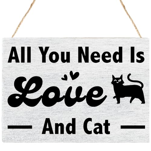 Lustiges schwarzes Katzentürschild, niedliche schwarze Katze, zum Aufhängen, Holzschild, Wandkunstschild für Katzenliebhaber, Haustierbesitzer, Haustierladen-Dekoration, Hunde-Wanddekoration