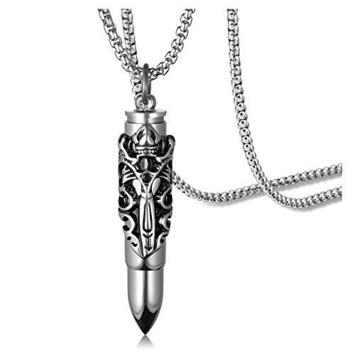 Zysta Patrone Urnen Asche Anhänger mit Doppelt Drachen Memorial Asche Gothic Schmuck Feuerbestattung Halskette für Männer Herren, Silber/Gold (Silber)