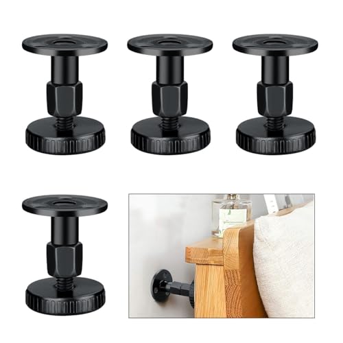 4 Stück anti shake bettrahmen 26-60mm, verstellbares bettgestell kopfteil stopper stabilisator bett abstandshalter wand, Adjustable Anti-Shake Betten Stabilisator, für Betten, Schränke, Sofas(Schwarz)