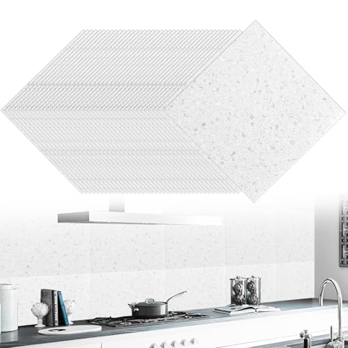 DAJAVE 40 Stück PVC Bodenbelag Betonoptik, 30cm x 30cm Vinylboden Selbstklebend Bodenfliesen Betonoptik Weiß Klebefliesen Boden, Vinylboden Rutschfest, Wasserfest, Vinyl Fliesen Wohnzimmer