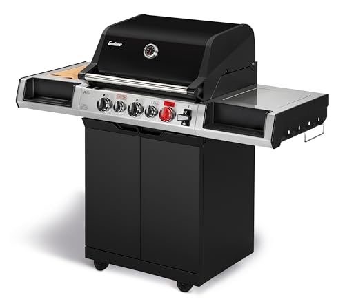 Enders® Gasgrill UNIQ 3 IK CRUSTER®, 3-Edelstahlbrenner, mehrstufige Drehregler, 800 °C TURBO ZONE™, SWITCH GRID™, HEAT RANGE™, SIMPLE CLEAN™, doppelwandige Garhaube, Bambusschneidebrett #8700