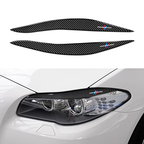 2PCS Auto Scheinwerfer Augenbrauen Abdeckung Augenlider Aufkleber Kohlefaser Decal Trim Kompatibel mit BMW F10 F11 2010 2011 2012 2013 Zubehör
