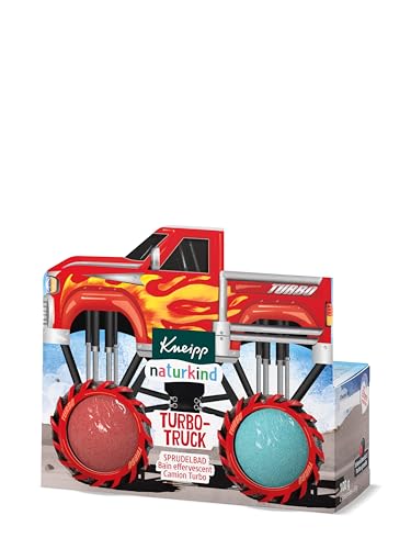 Kneipp naturkind Turbo-Truck Sprudelbad - Badebombe mit Johannisbeerduft - Actiongeladener Badespass für Kinder ab 3 Jahren - 100g