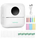 Mini Drucker,Tragbarer Mini Fotodrucker,Wireless Fotodrucker Thermodrucker mit 13 Rollen Druckerpapie und 5 Buntstifte,Smartphone Bluetooth Drucker mit Android,iOS,für Liste,Notizen,Journal,Reise