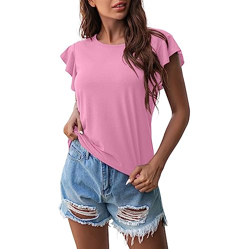 Generisch Damen Tshirt Kurzarm V/O Ausschnitt Oberteil Sommer Basic Shirt Bedrucktes Damen T-Shirt Tunika Blusen Damen T Shirt Blau Weiss Gestreift Damen Basic Top Damen Lang