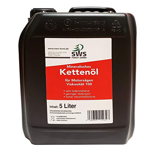 SWS Forst GmbH SUPER-OIL Kettenöl Sägekettenöl mit Haftzusatz für Kettensägen Führungsschienen und Sägeketten (5 Liter)