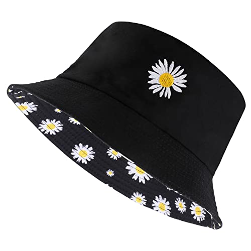 Sibba Summer Bucket Hat Packable Sailor Fisherman Caps for Fishing Golf Camping Travel Large Head Wide Brim Sun Protection Headwear for Men Women Teens Girls (Flower)