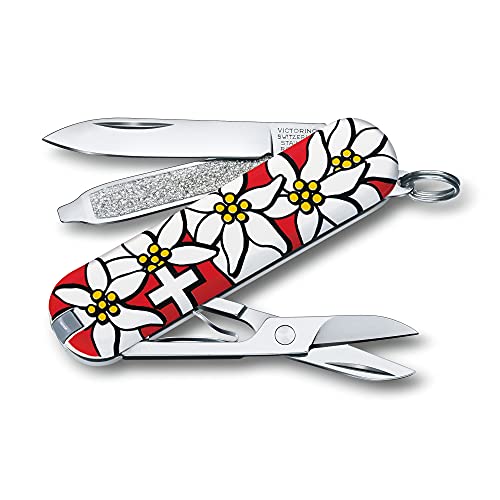 Victorinox Schweizer Taschenmesser Mini, Classic SD, Edelweiss, Schlüsselanhänger, Swiss Army Knife