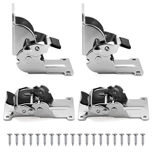 Moendergo 4PCS Tischbein klappbare Klammern, 180° klappbare Unterstützung Klammern mit Schrauben, faltbare Scharnier Hardware, Self-Lock Erweiterung zusammenklappbare Regalhalterung, (180° Silber)