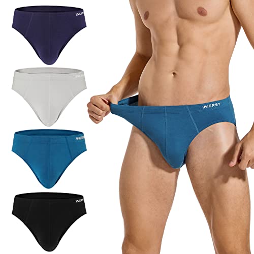 INNERSY Herren Slip Atmungsaktive Unterhosen Männer Sport Unterwäsche ohne Eingriff 4 Pack (M, Schwarz/Blau/Grau/Marine)