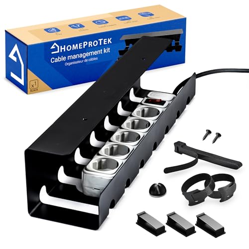 HOMEPROTEK Schreibtisch Kabelkanal Schwarz für ordentlicher Kabelmanagement, Kabellwanne für kabelorganisation am Arbeitsplatz, Tray for Home Office Cable Management Under Desk, Kabel Organizer