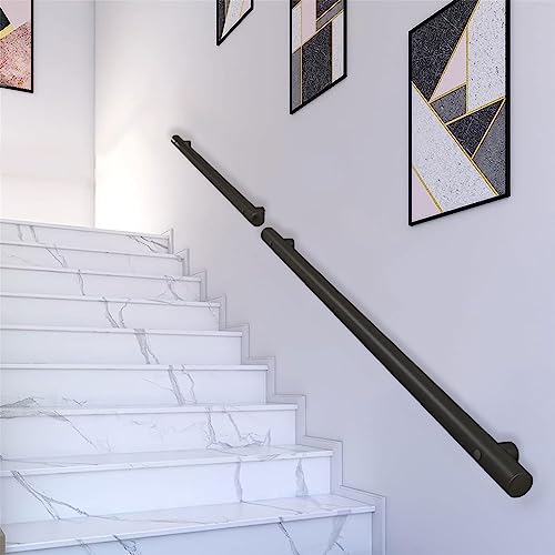 Modernes Treppengeländer | Verstellbares Handlauf-Set für Innen- und Außentreppen | 1-6 Meter Länge | Wandmontage Mattschwarz | & stilvolle Geländer-Lösung