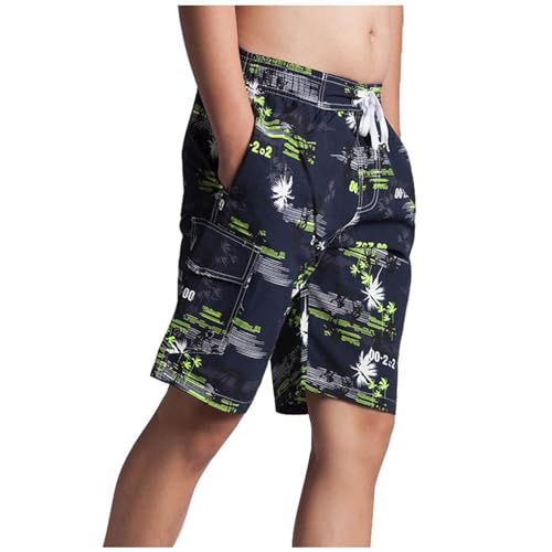 Hawaii-Shorts für Herren Kurze Hosen Herren Herren Sommermode Casual Pocket Shorts Cargohose Stil Drei Badehose Superhelden Badeshorts Herren Sporthosen Herren Kurz Strandhose Kurz (Yellow, M)