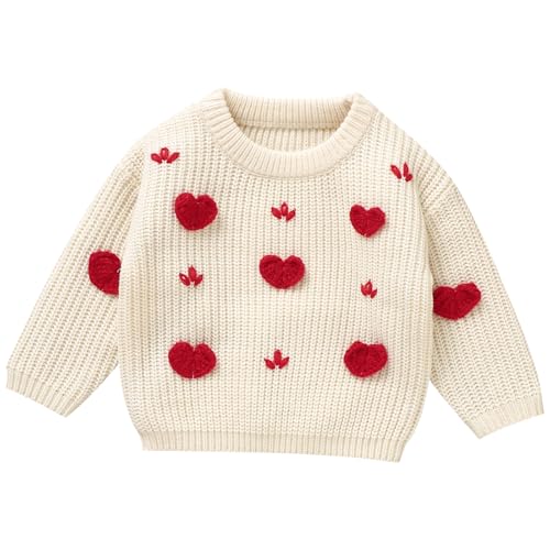 Winmany Kleinkind Strickpullover Baby Mädchen Junge Langarm Pullover Sweatshirt Garn Herz Tops Valentinstag Herbst Winter Outfit