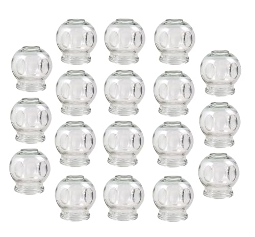 Schröpfen Set aus Glas (Feuerschröpfen) Schropfglas Schröpfgläser, Vakuum Massage für Muskelentspannung und Schmerzlinderung, Therapie Entgiftung Alternative Medizin, Cupping Banki (18 Stück, 4,5 cm)