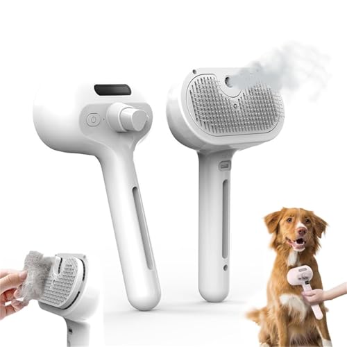 Furrys Basics Haustier-Dampfbürste, Furrybasics Hundebürste mit Spray, wiederaufladbare Haustier-Dampfbürste, Haustier-Pflege-Dampfkamm, Wasserdampf-Haustier-Spray-Pflegekamm für Hunde und Katzen