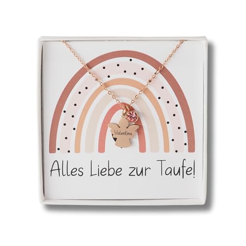 Personalisierte Kette ｜Geschenk zur Taufe ｜Geschenk Patenkind｜Halskette Kommunion｜ Schutzengel Taufkette