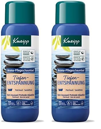 Kneipp Aroma-Pflegeschaumbad Tiefenentspannung - Badezusatz mit wertvollem Sandelholzextrakt und natürlichen ätherischen Patchouliöl - pflegendes und entspannendes Badeerlebnis - 400ml (Packung mit 2)
