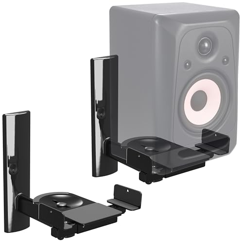 RICOO 2X Lautsprecherwandhalterungen Universal Lautsprecher Wandhalterungen Schwenkbar Neigbar LH023-B Halterung Boxen Wand Halter Boxenhalterung Set bis Max. 25-Kg Wandhalter Speaker Wall Mount