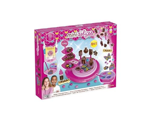MINI DÉLICES - 10-in-1 Schokoladen-Werkstatt - Kochset für Kinder ab 6 Jahren - Herstellung von Schokolade, Lutscher und Pralinen - Ohne Backen - Zubehör inklusive - Geschenkidee - Lansay