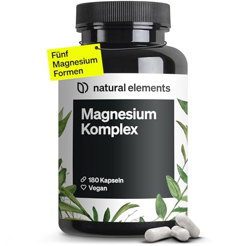 Magnesium Komplex - Premium: Aus 5 hochwertigen Verbindungen - 400mg elementares Magnesium pro Tagesdosis - Laborgeprüft, vegan, hochdosiert